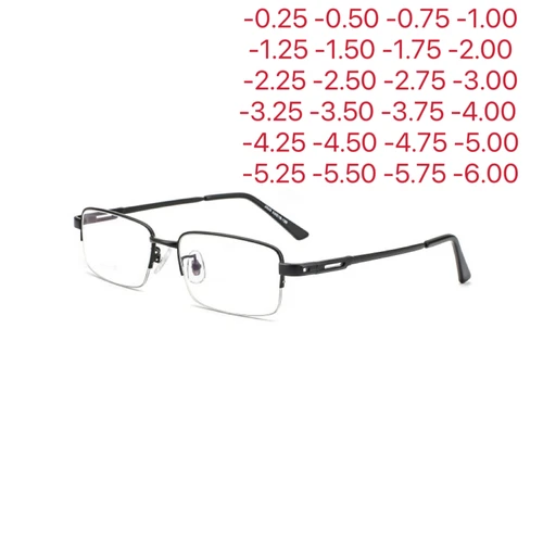 Imagen 1 del producto Gafas para miopía con montura de medio metal, gafas graduadas unisex para miopía 0-0,5 -1 -1,5 -2 -2,5 -3-3.25-3.50-3.75-4.00-4.25-4.50 -4 -5 -6