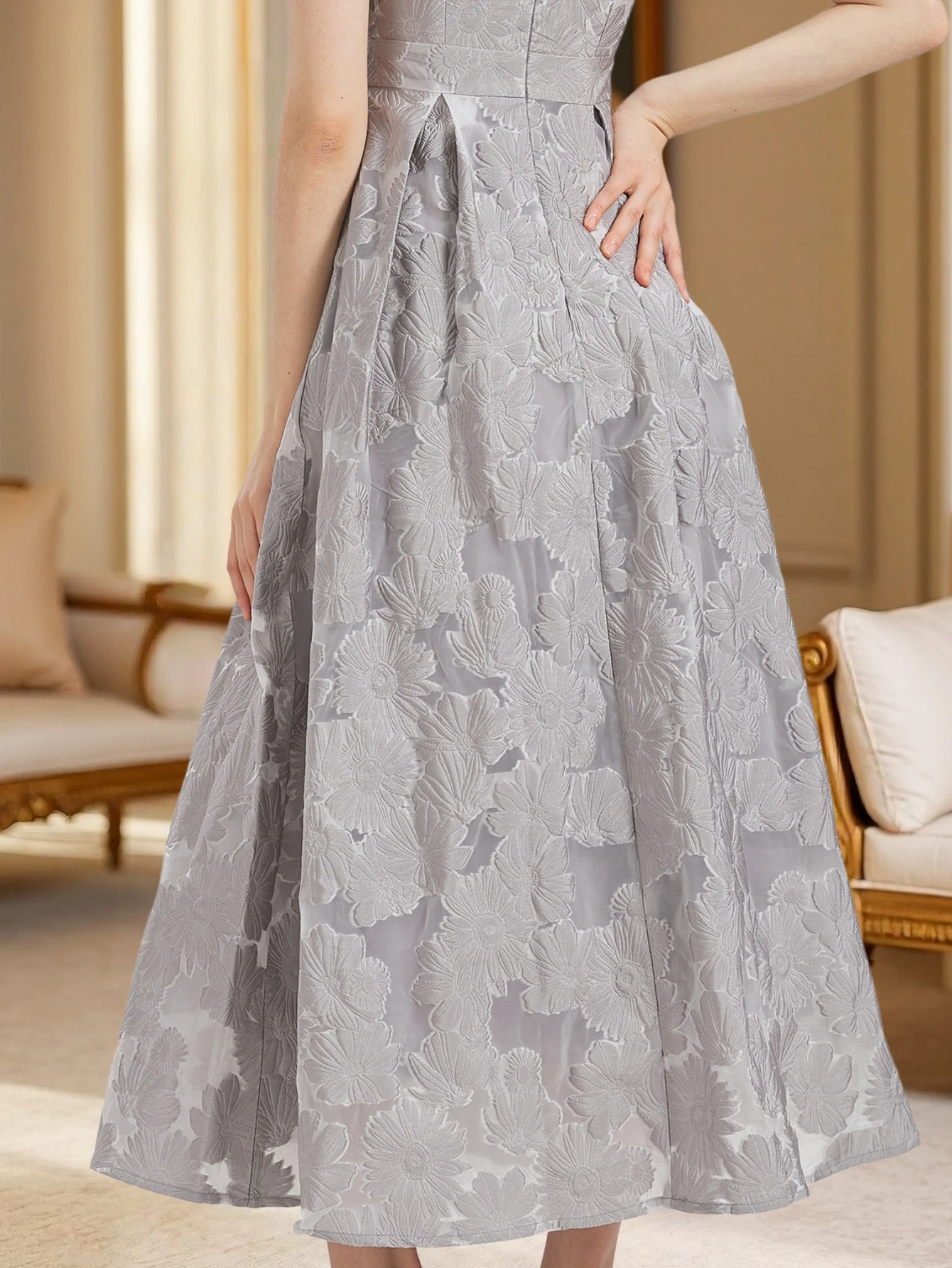 Nueva moda Organza flor bordado elegante Vestido largo verano sin mangas vestidos señora vacaciones noche Vestido de graduación