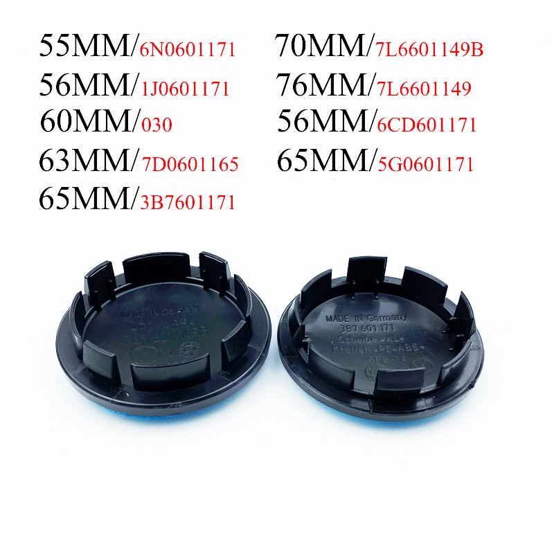 Black silver 4pcs Wheel Center Caps 56mm 65mm 70mm 76mm Hubcap for VW Golf 4 5 6 7 Mk4 MK5 Passat B8 B7 B5 Accessories 3B7601171
