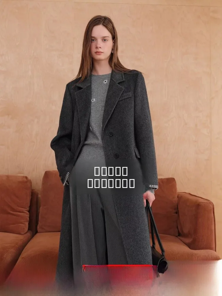 

Двустороннее шерстяное пальто серии Fensi Lanen Diamond для женщин длиной до плеч, осенне-зимняя верхняя одежда с вышивкой