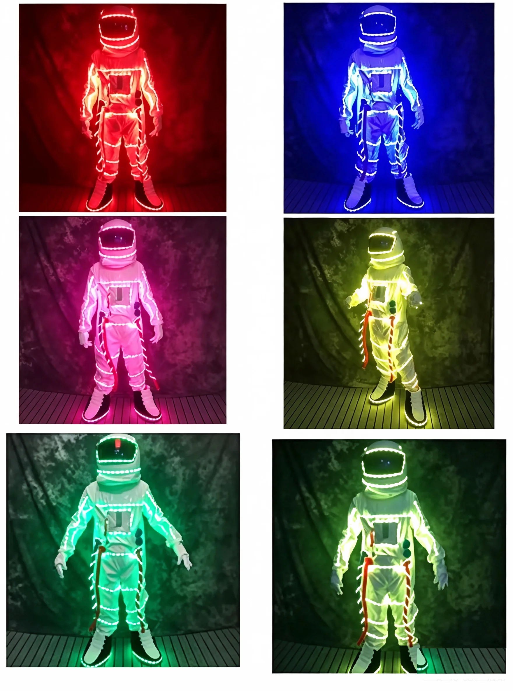 LED Suits 2025 Dance Robot Astronaut Costume Luminous Glow for Stage Party Club Rave Cosplay - Glow-in-the-Dark Suit