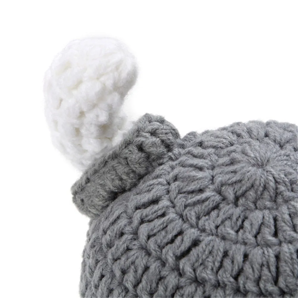 

Handmade Knitted Bull Horn Beanie for Kids Winter Hat Gray Stretchy Warm Cuddly Indoor Outdoor Fall Spring Christmas Gift