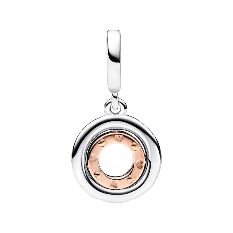 925 Sterling Silver LOGO Love 775 Pendants Charms For Women Jewelry Spinning Rose Gold Secrets Circle Clear CZ Red Enamel Hearts