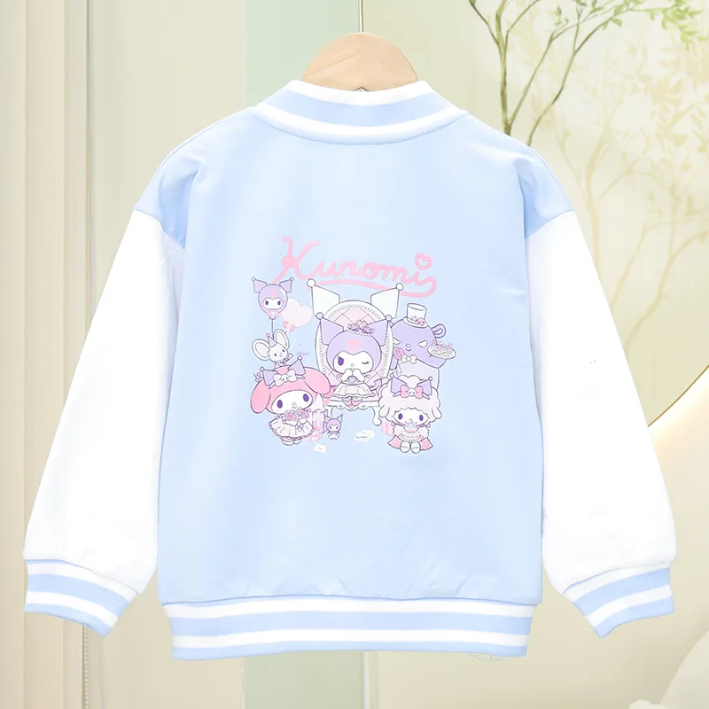 Sanrio dziecięca kurtka odzież wierzchnia Cinnamoroll Kuromi Kawaii płaszcz dla dziewczynek Cartoon dziecięca odzież wierzchnia wiosenna i jesienna