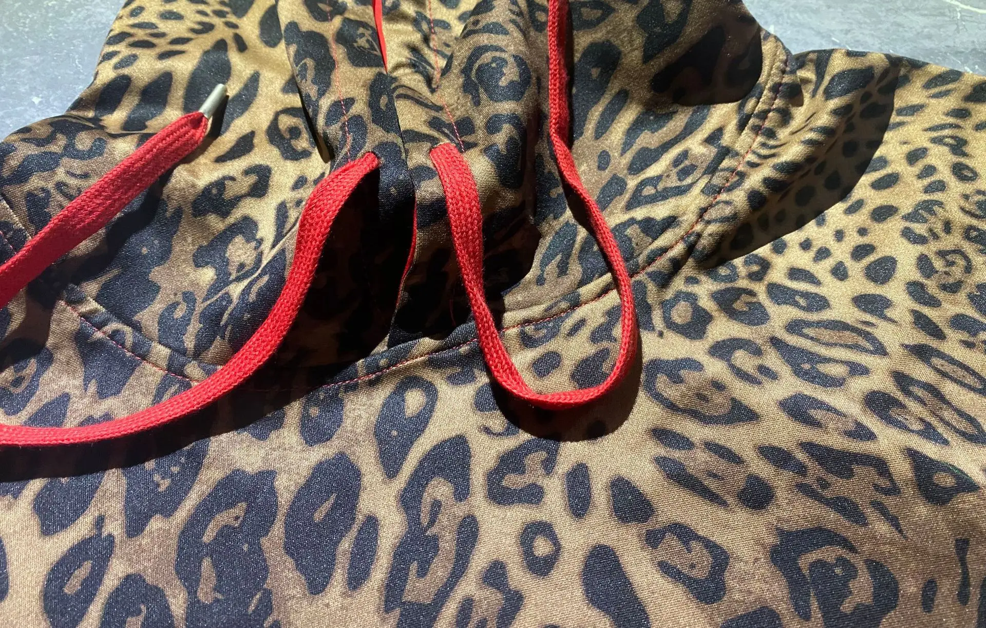 Autumn Leopard Print Patchwork 2 Piece Sets Womens Outfits Loose Bright Diamonds Casual Hooded Patchwork Side Stripe Tracksuit