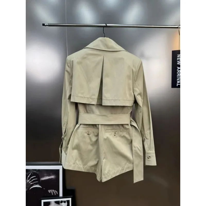 Damski dwurzędowy kombinezon szorty zimowy seksowny z klapami, długi rękaw, kurtka-kombinezon z paskiem, elegancki na wieczorne przyjęcie, wybieg