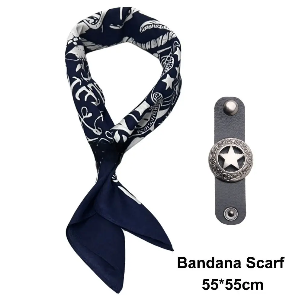 Moda oversized bandana cachecol estilo ocidental com fivela floral lenços quadrados headwear algodão faixa de cabelo