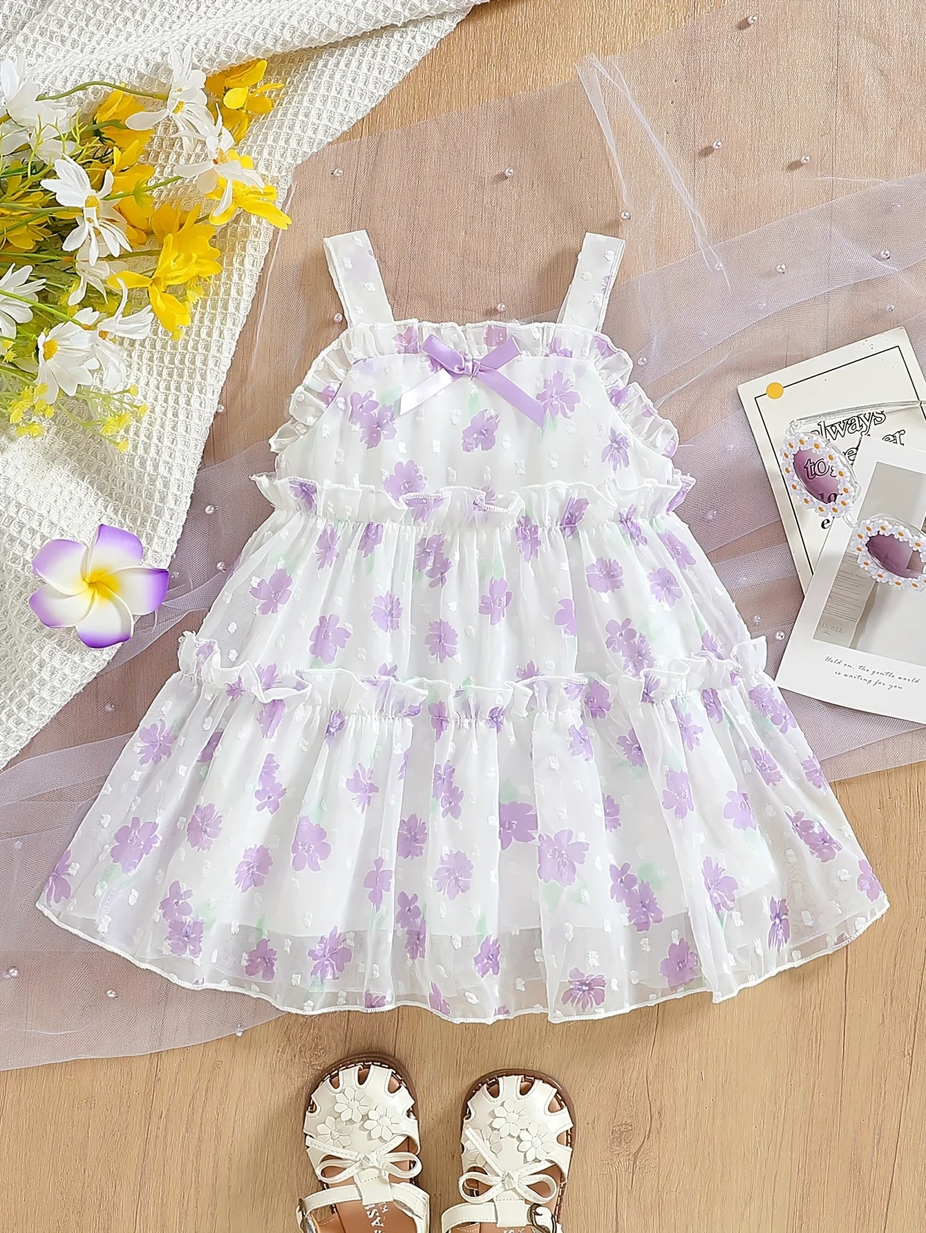 Baby meisjes zomer prinses bloemen strik ruche taartjurk brede band cami Valentijnsdag dagelijkse zoete elegante jurk