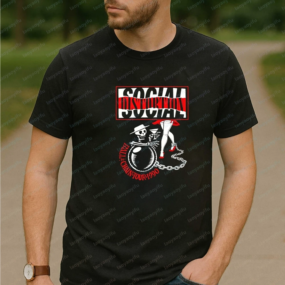Novos estilos de camisetas: Camisetas confortáveis de manga curta da banda Social Distortion para homens e mulheres.