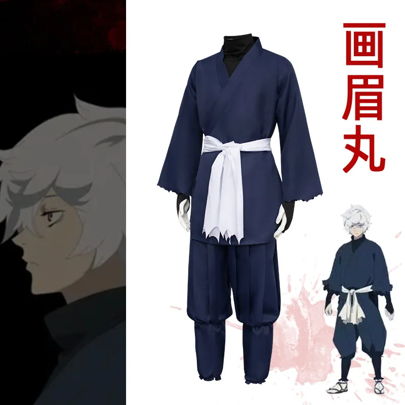 زي تنكري غبيمارو بارادايس من الجحيم زي نينجا أسود اللون قصير أبيض باروكة لحفلات الحفلات التنكرية زي تأثيري للرجال