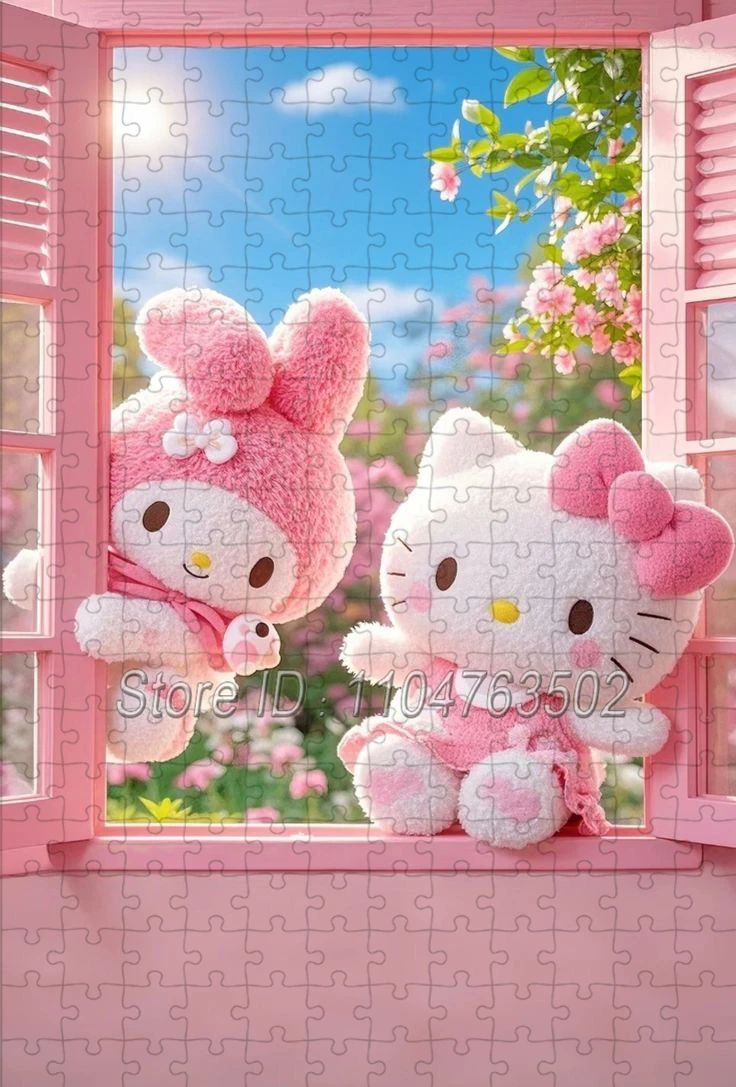 108/200/300/500/1000 조각 헬로 키티 직소 퍼즐 Sanrio 만화 캐릭터 퍼즐 성인 캐주얼 게임 어린이 수제 장난감