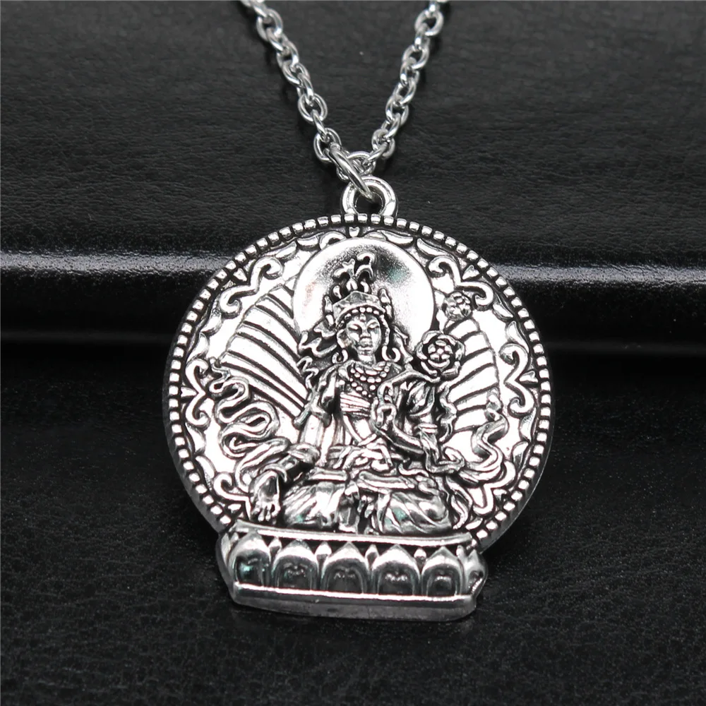 Vintage Fashion 2 Colors 42x36mm Buddha Statue Pendant Necklace For Women Men Long Chain Necklace Jewelry Accessories