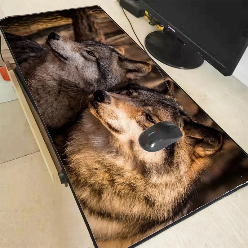 

MRGBEST Gaming Mousepad Large Wolf Light Forest Wild Design Pattern Pads with Locking Edge Desk Mat for CSGO LOL DOTA Games