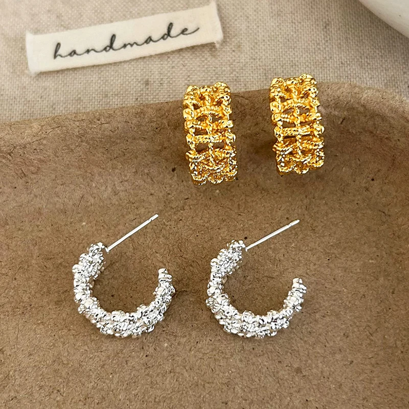 

PONYKISS 925 Sterling Silver 18K Gold Hollow Letter C Stud Earrings for Women Minimalist Fine Jewelry Classic Accessories