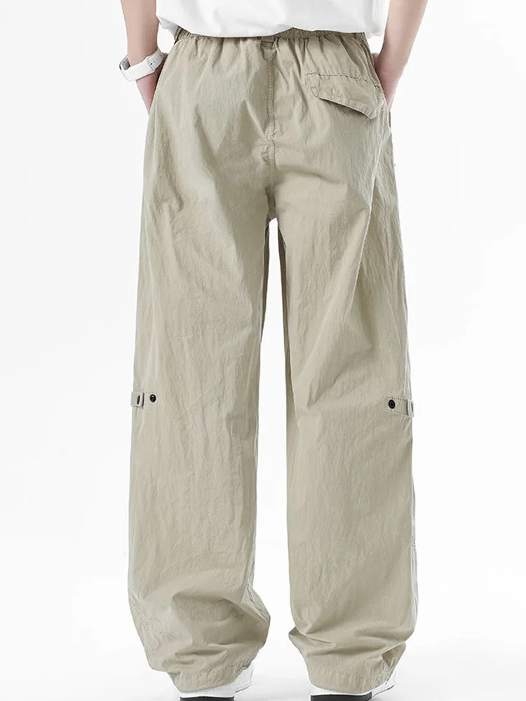 Men's Retro Baggy Cargo Pants 2026 Fashion Multi-Pocket Wide Leg Casual Work Trousers Man Outdoor Durable Straight Pant Male