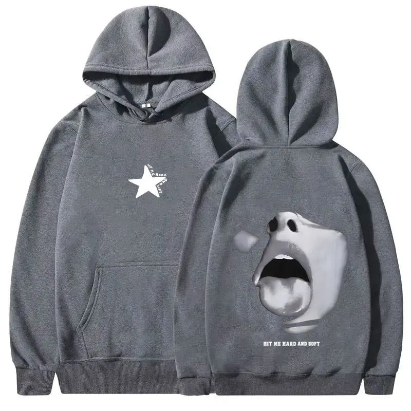 سترة بغطاء للرأس برسومات وجه صلبة وناعمة من Hit Me للرجال والنساء، سترة كلاسيكية من الصوف غير رسمية للجنسين، بلوفر بغطاء للرأس على الموضة لموسيقى البوب #4