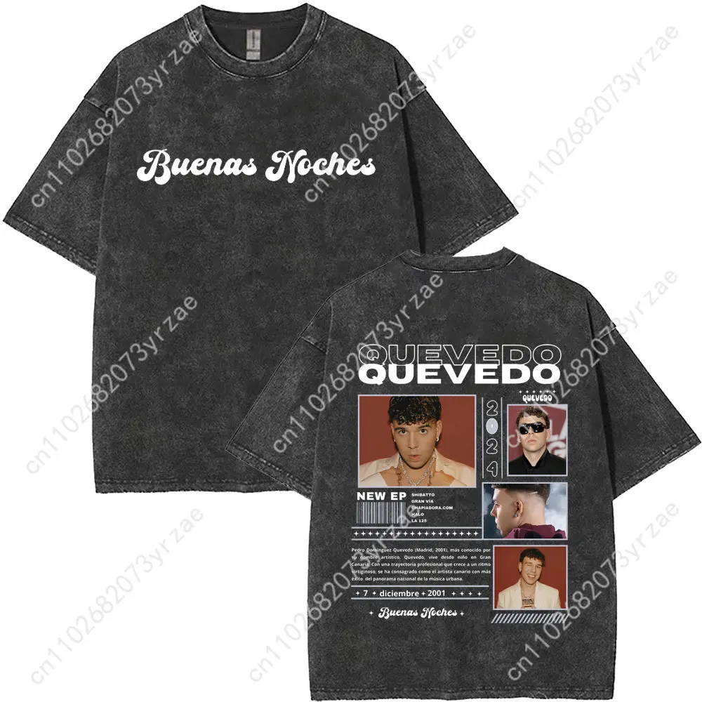 QUEVEDO Retro Wash Tshirt Man Woman High Quality Vintage T Shirt Cotton Short Sleeves Fashion T-shirt Soft Breathable Tops