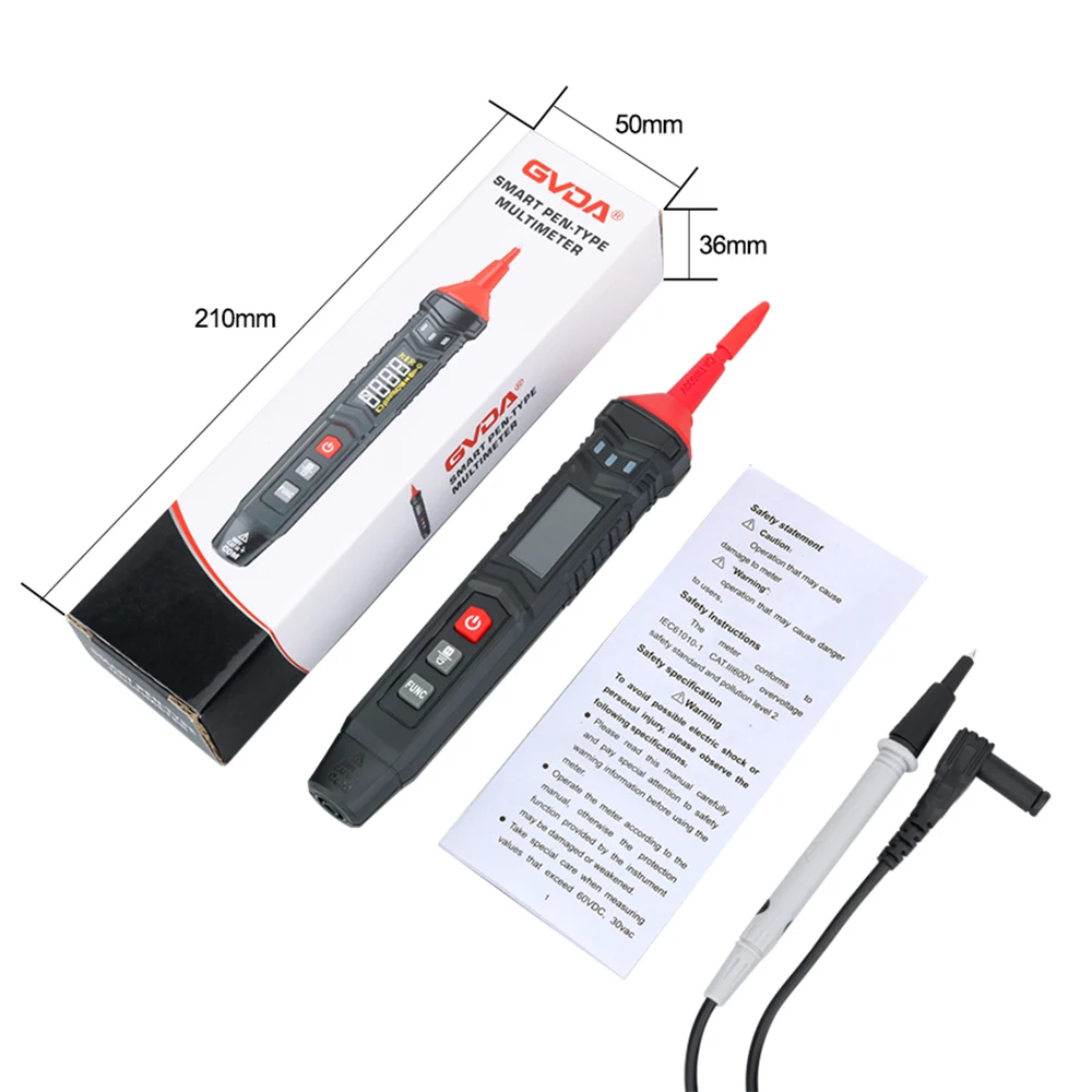 GVDA Digital Pen Type Multimeter Smart DC AC Voltage Tester Voltmeter Auto Range Resistance Capacitance True RMS Multi-meter