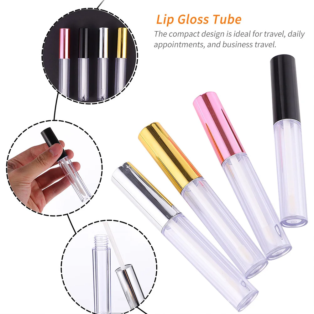 

12Pcs Electroplated Cap Lip Gloss Empty Tubes 5Ml Portable Small Lipstick DIY Containers for Lip Liquid Organizer Holder