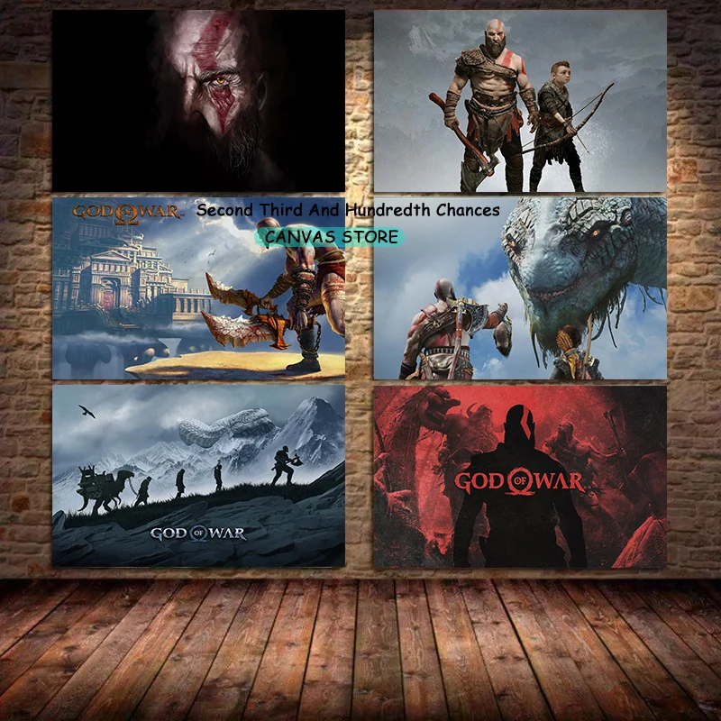 God of War Poster Kratos & Atreus Wall Art Canvas Painting God of War Video Game Wall Decor Gaming Room Decor Game Prints Gift