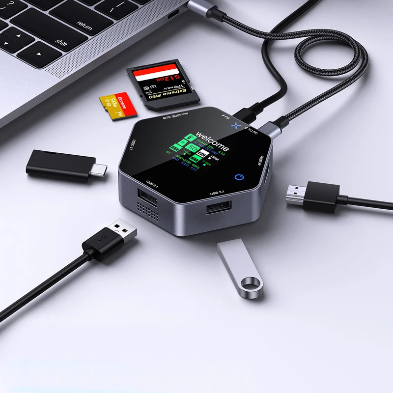 8 In 1 Smart Display USB 3.1 Hub For Computer