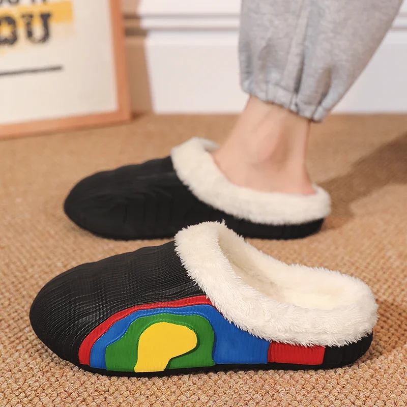 New winter personalized men's cotton slippers lightweight indoor home plus velvet thickened warm couple shoes