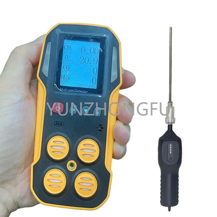 Gases Handheld Multi Gas Detector Ch4 Co Co2 O2 H2s 3 Alarm Portable Detecting Analyzer Air Sampling Pump 4 in 1