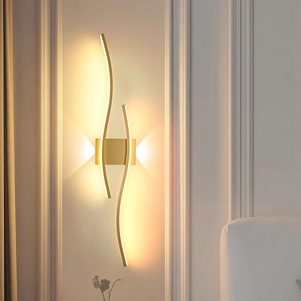 Moderne LED-Wandleuchte, einfache Linien, 60/80 cm, erhältlich in drei Farben, Schlafzimmer, Nachttisch, TV-Wand, Korridor, Innenbeleuchtung – Detail 4