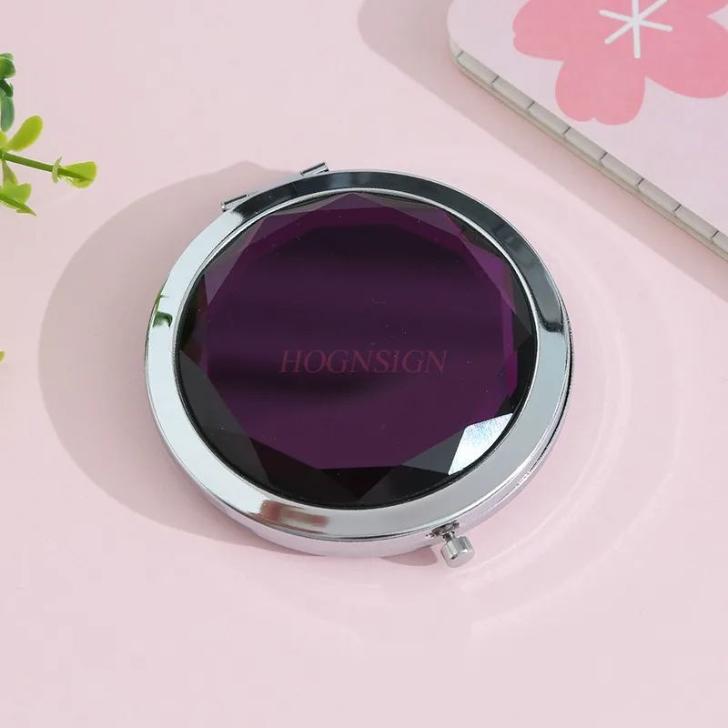 Miroir de maquillage en cristal Portable et Portable, Mini miroir créatif, mignon, rabattable, Double pli, rond