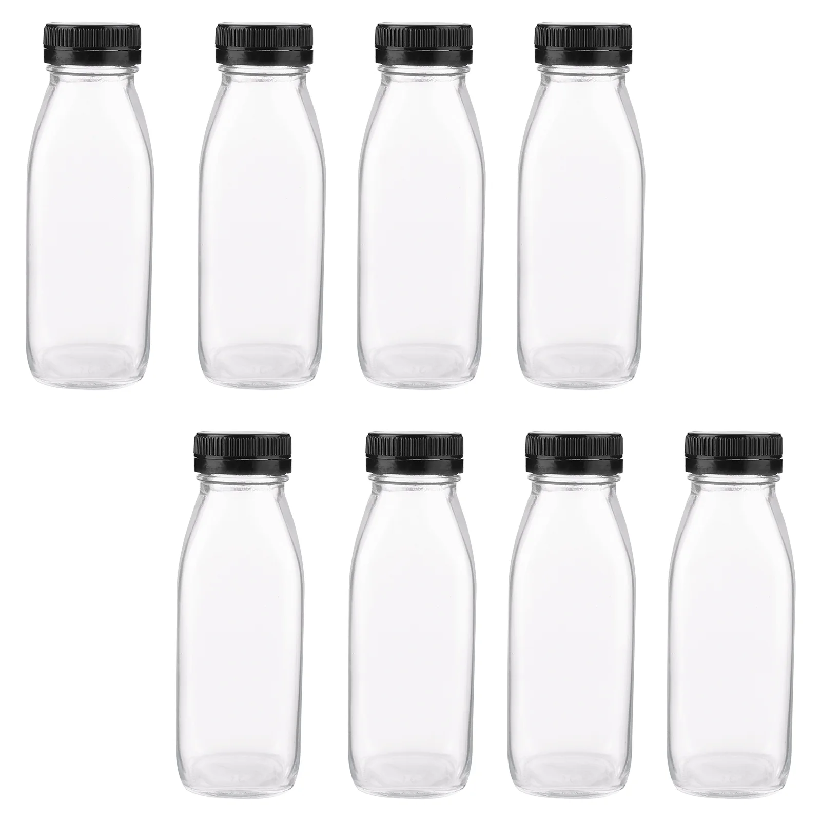 

8 Pcs Glass Juice Bottle Container Bottles Milk Yogurt Transparent Beverage Drink