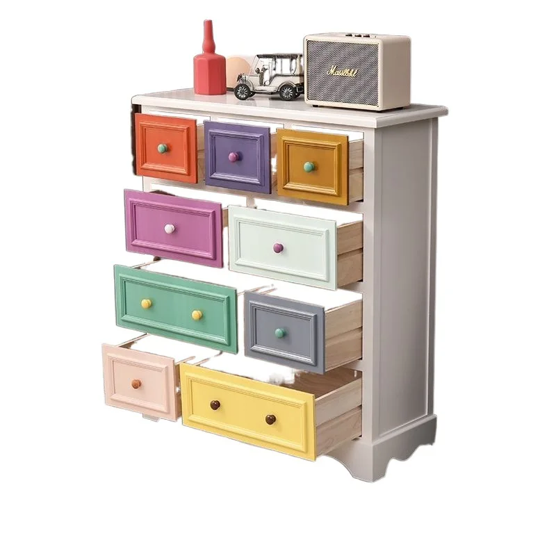 

American retro chest of drawers Solid wood Mediterranean drawer living room Old color chest of drawers Bedroom