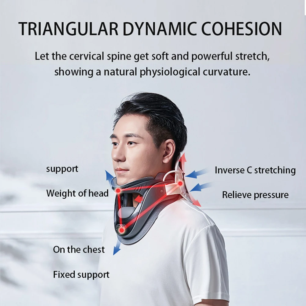 Cervical Neck Traction Device Adjustable Neck Brace with Airbag Support Neck and Shoulder Relaxer for Cervical Spine Alignment