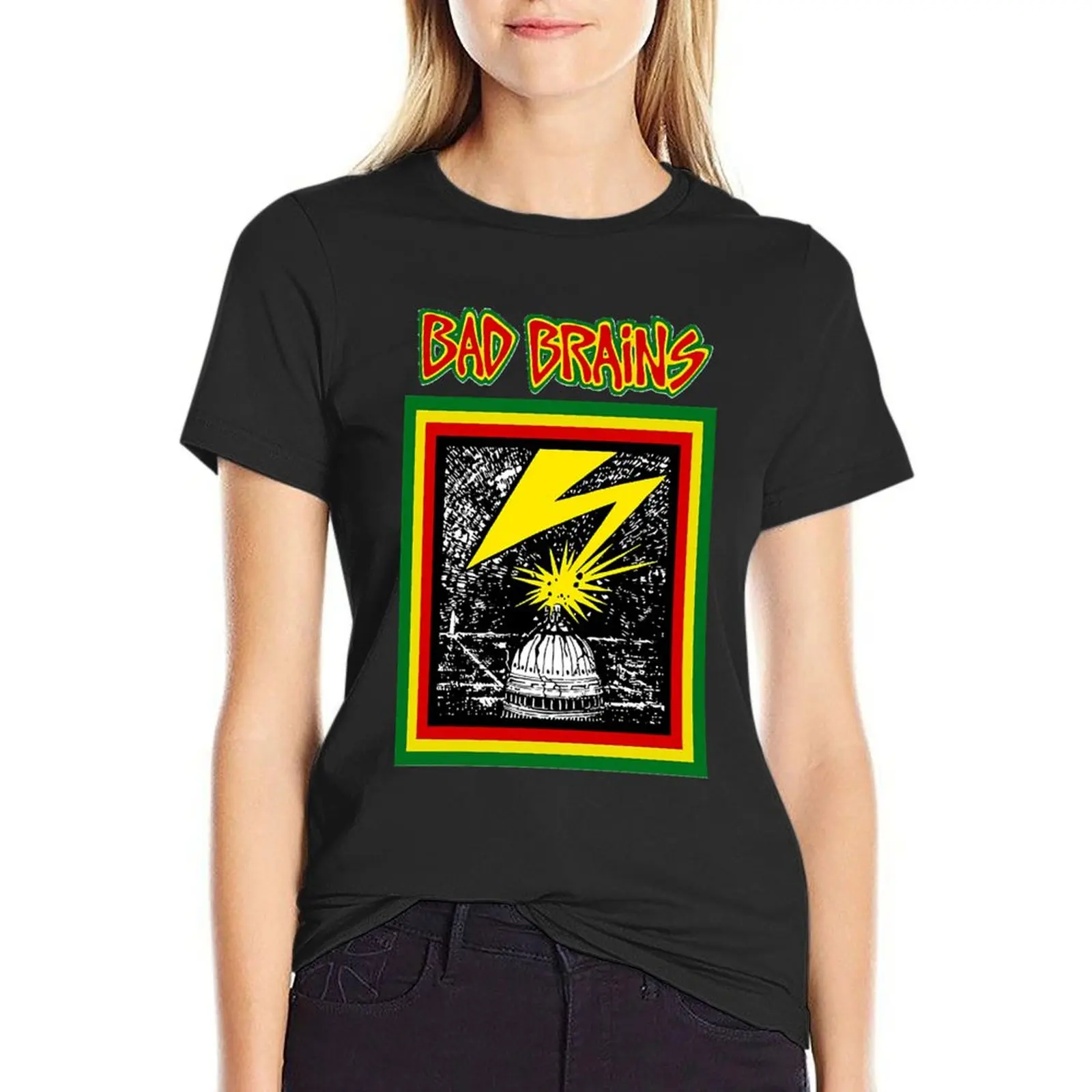 T-shirt vintage surdimensionné Bad Brains pour femmes, vêtements Kawaii, t-shirts Rock and Roll, grande taille, médicaments