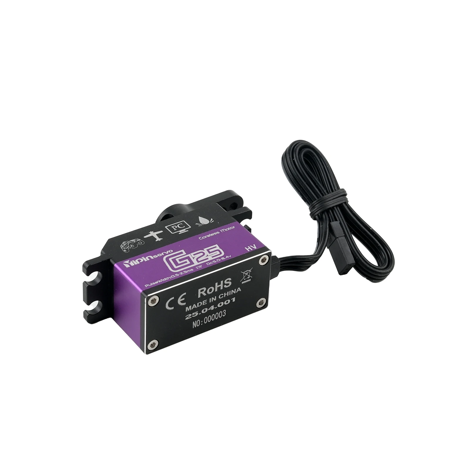 Servomotori digitali coreless 25KG Funzioni di alimentazione da 180 gradi Motore Coppia elevata 5.0-7.4V Servo Full Metal Gear per robot auto fai da te