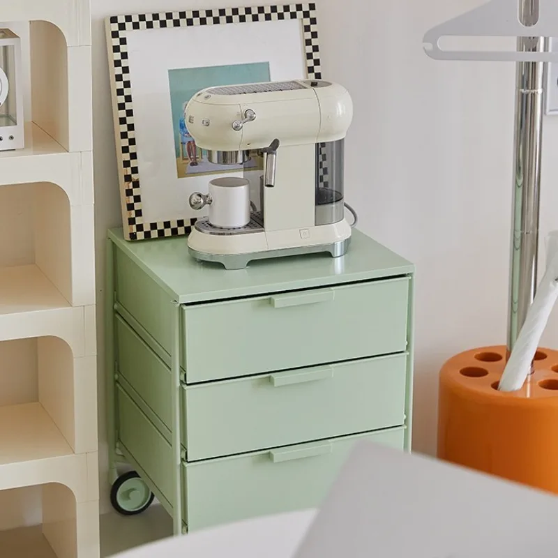 

*w for Macaron Color Metal Mobile Storage Cabinet - Rolling Organizer Cart, Designer Nightstands for Home Living Room & Study*