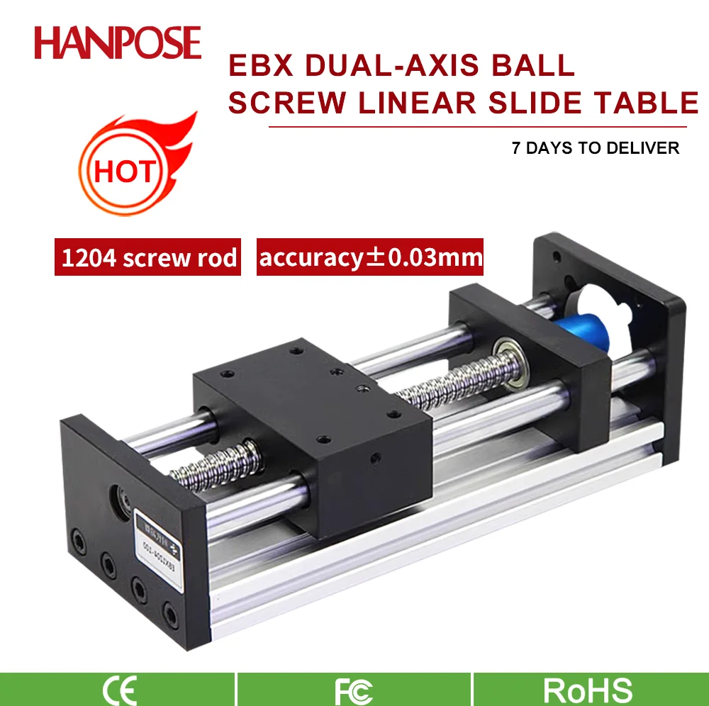 HANPOSE NEMA17/DC Rail Guide EBX1204/1605/1610 Ball Screw Sliding Table, Linear Lead Screw Drive Module