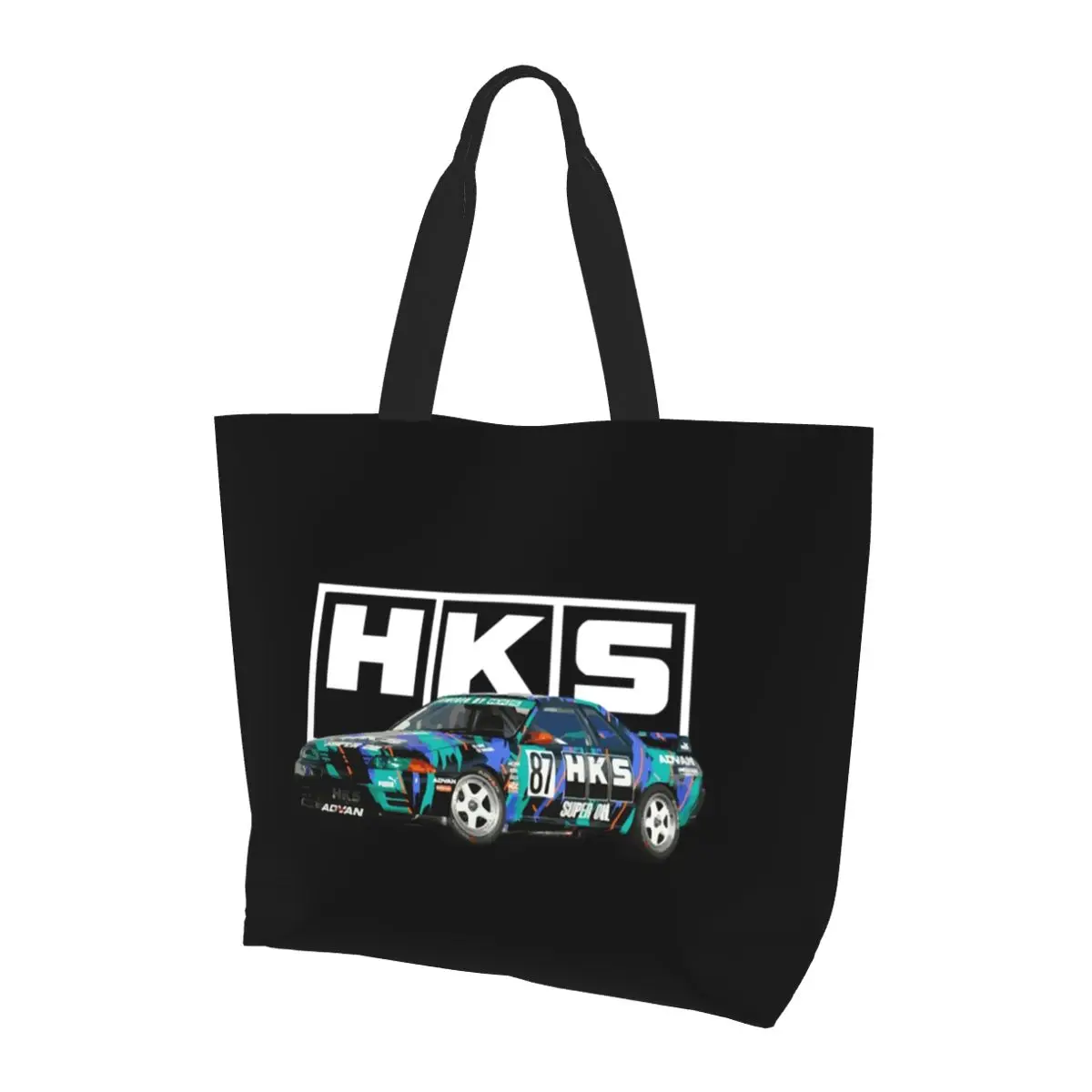 

HKS R32 GT-R Shopping Tote Bag Canvas Large Capacity Shoulder Bags Shopper Grocery Handbag for Women