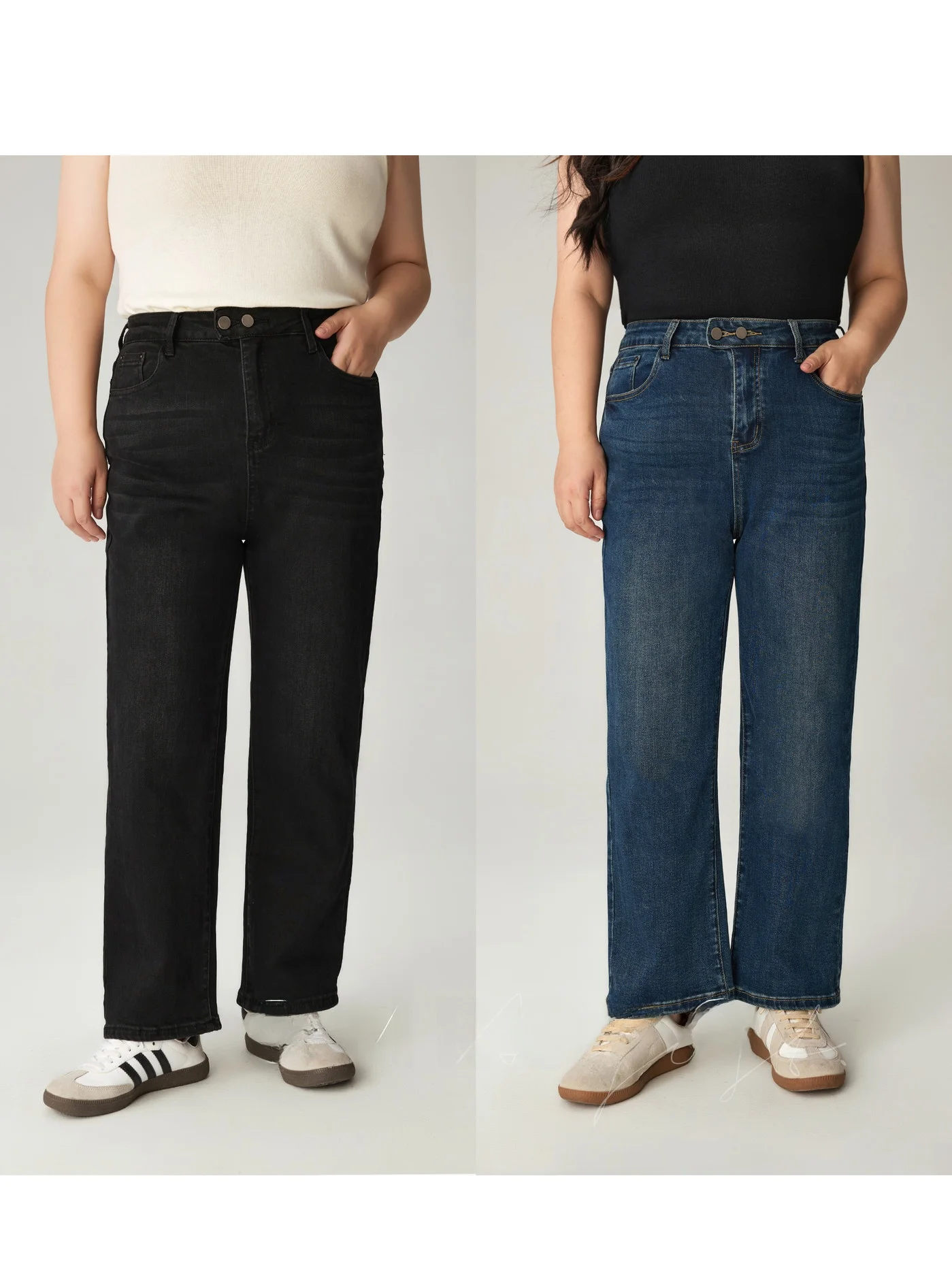 

Джинсы с высокой талией и прямым кроем для похудения, большие размеры, женские, модные, новинка, джинсовые брюки Breadsti, повседневные джинсы с высокой талией