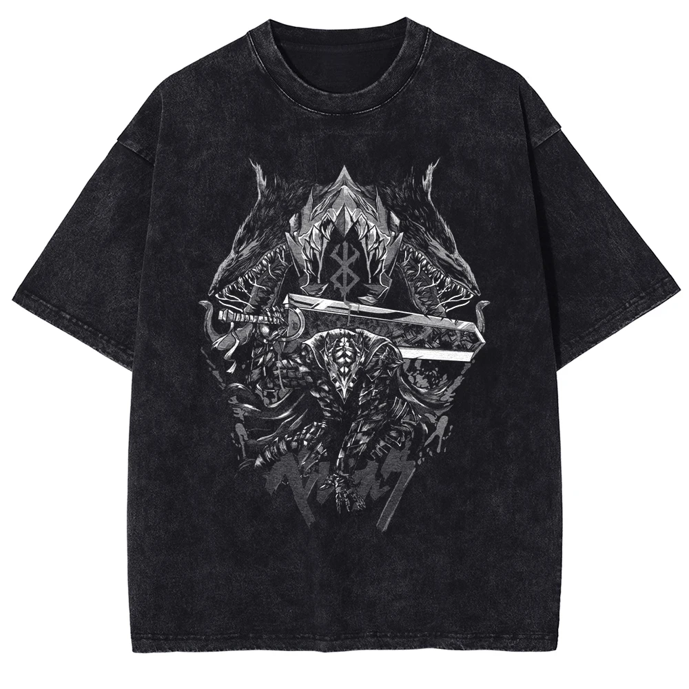 Anime Berserk T-shirt Summer Men's and Women's Cotton Oversize Short sleeved DTG Printed Top 2024 Casual Fashion Retro Tees