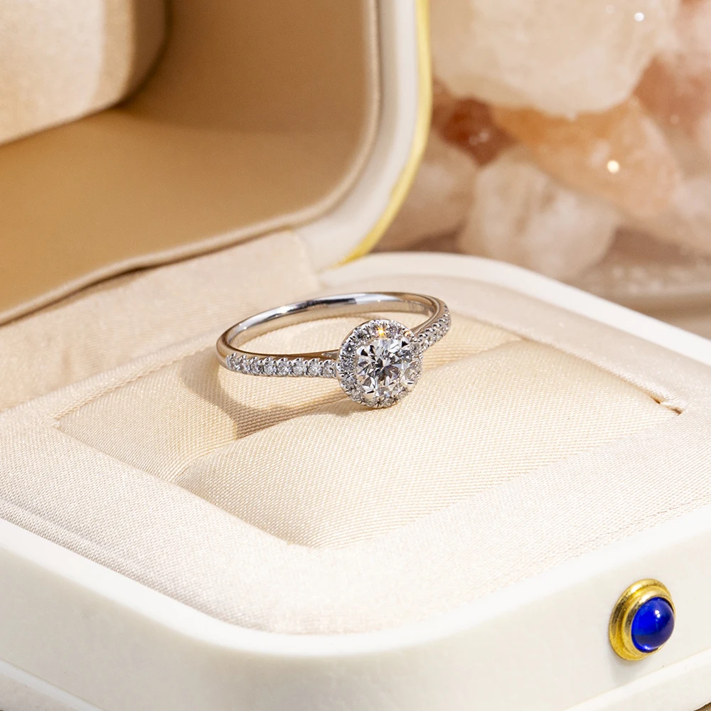 

Messi Jewelry D VVS2 0.3ct~1.9ct Round Lab Grown Diamonds 18K Gold Wedding Ring with IGI GIA Certificate Engagement Rings