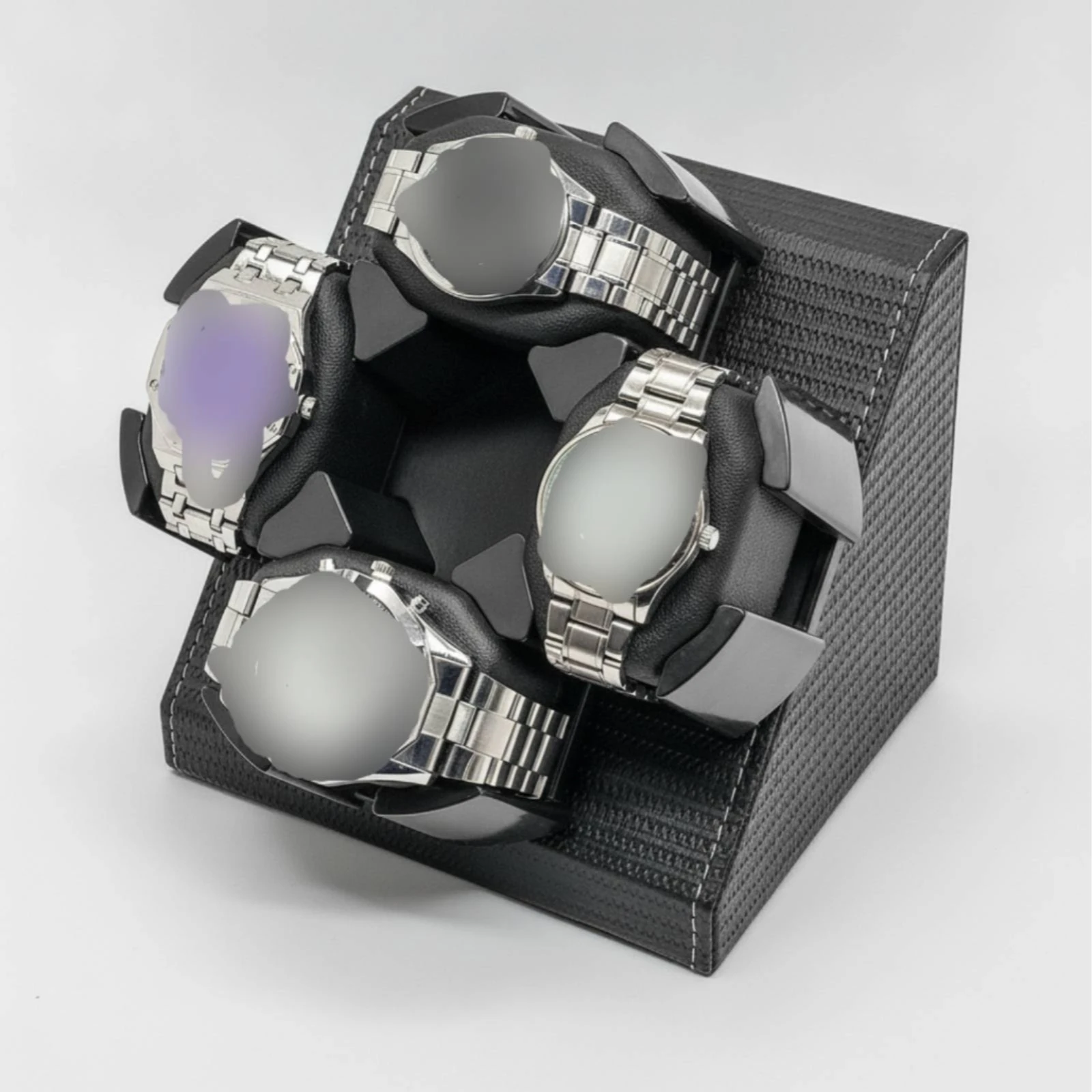 Automatic Watch Winder Braided Watch Winder with Four Holders Compact Space-Saving for Men, Desktop, Dressing Room