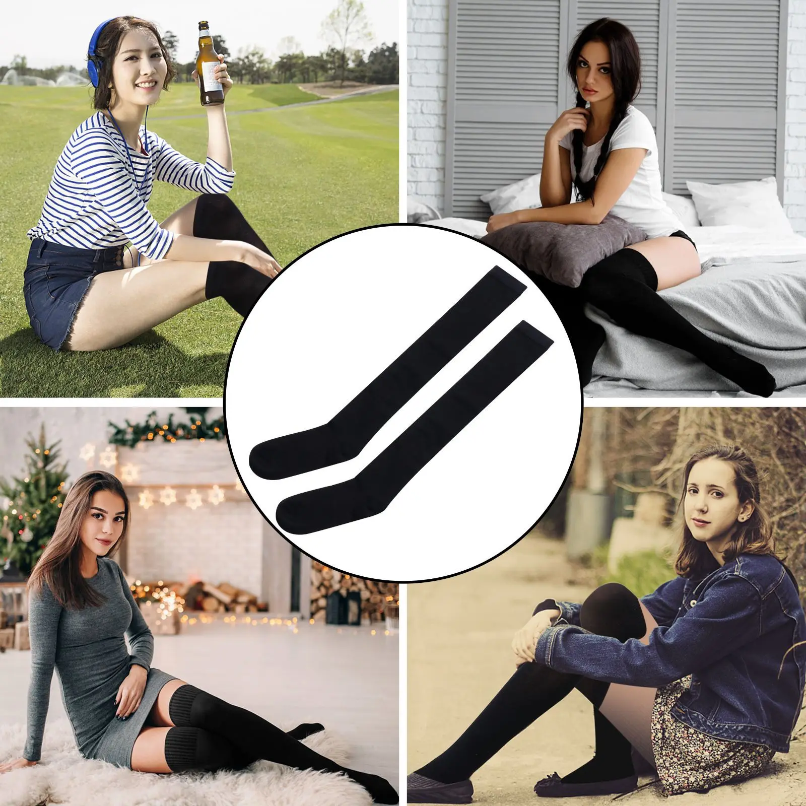 

4 пары теплых хлопковых чулок выше колена, высокие носки для женщин, осенне-зимние удобные тонкие модные носки