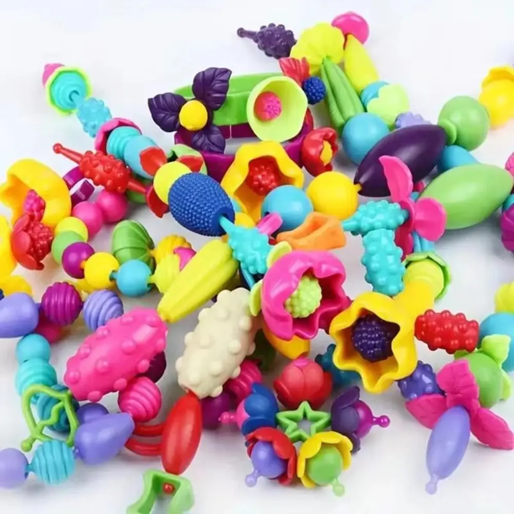 108/188/308pcs Multi-shaped DIY Handmade Beaded Kit Toy Educational Safe Snap Pop Beads Kits Colorful Arts Crafts