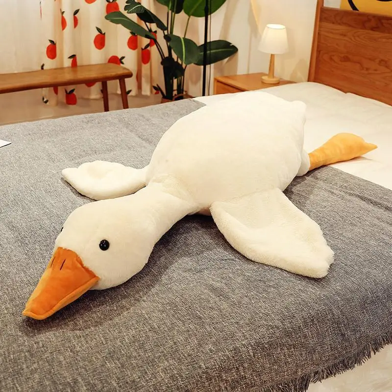 50-190cm Goose Stuffed Plush Cute Fluffy Goose Plush Toy Kawaii Duck Sleep Pillow Cushion Soft Stuffed Animal Doll Birthday Gift