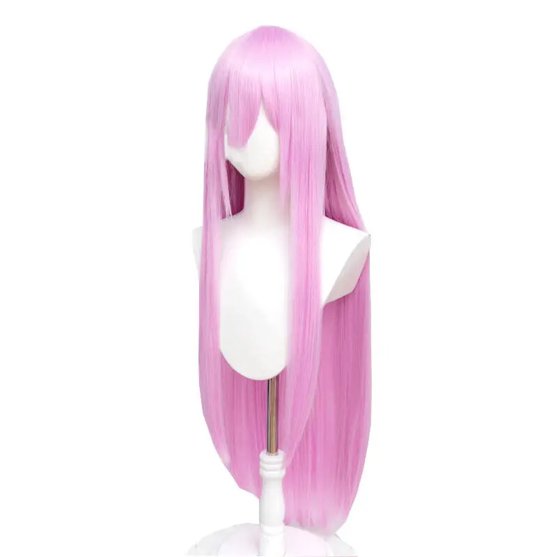 Peruca longa reta cosplay cabelo sintético, engage beijo, kisara, rosa, roxo, 100cm