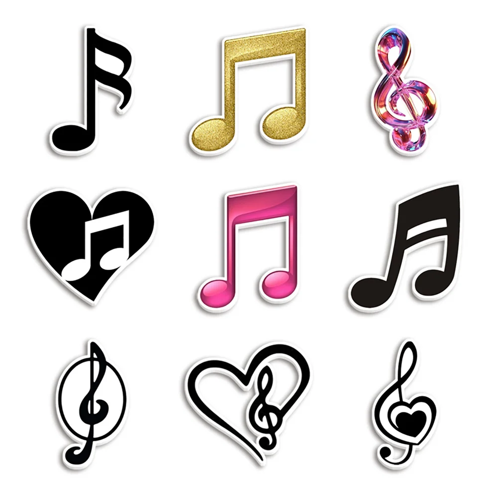 10pcs/lot Musical Notation Resin Planar Transparent Glitter Acrylic Flatback for Badge Hair Bow Keychain Pendant Brooch Badge