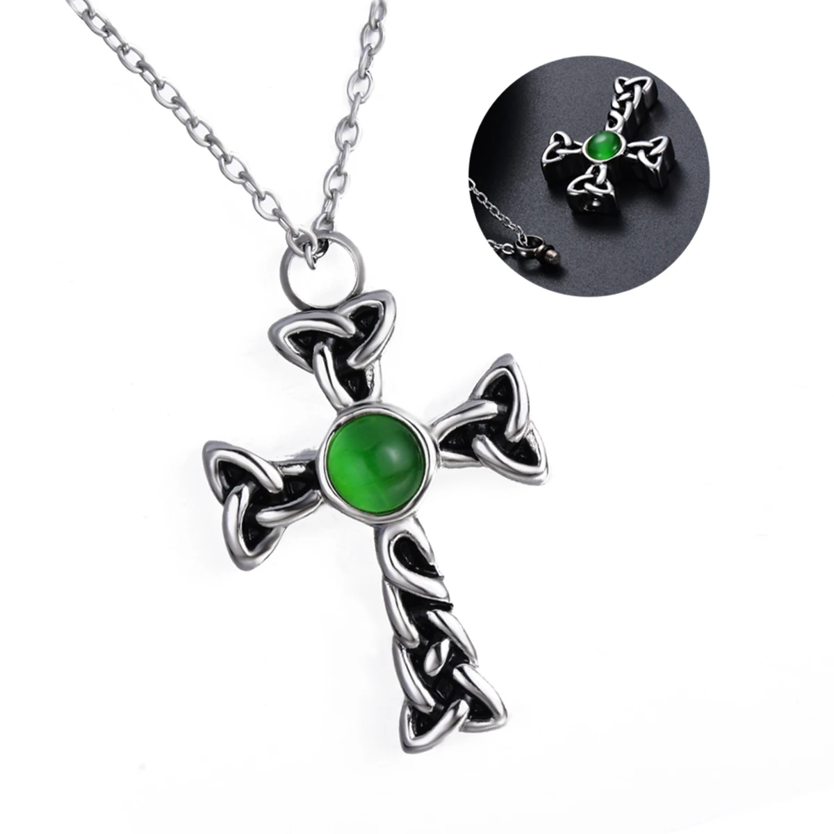 Cross Memorial Urns Necklace Human/ Pet Ash Casket Memorial Cremation Pendant Stainless Steel Jewelry Can Open