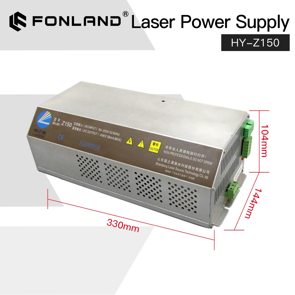 

Fonland HY-Z150 150W CO2 Laser Power Supply Monitor AC90-250V EFR Reci Yongli Tube for CO2 Laser Engraving Cutting Machine