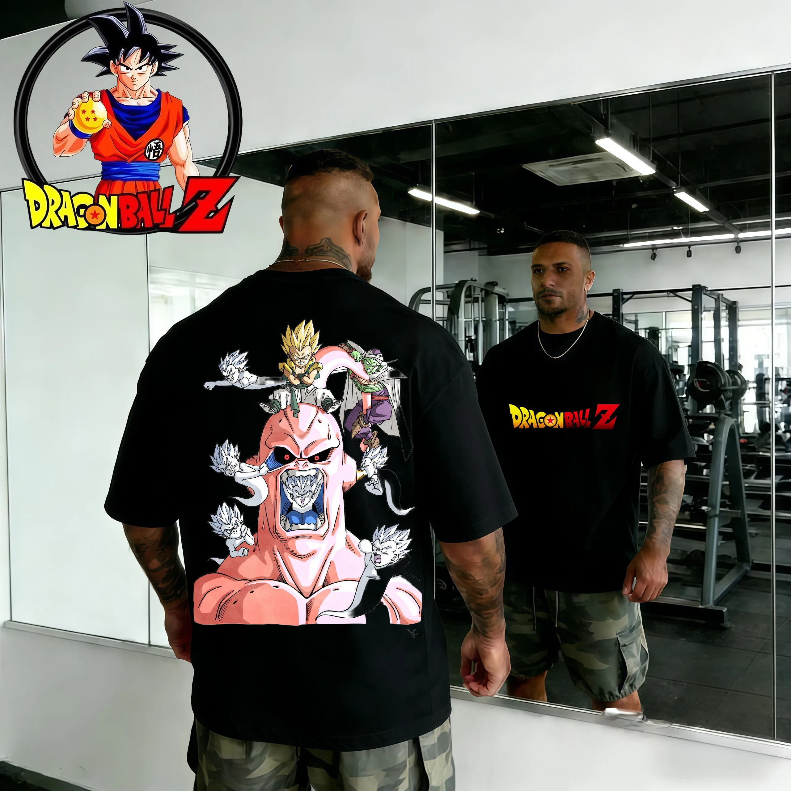 

2026 Summer Dragon Ball Vintage Gym T-shirt 100% Cotton Oversized Majin Buu Print Unisex Retro Streetwear Fitness T-shirt