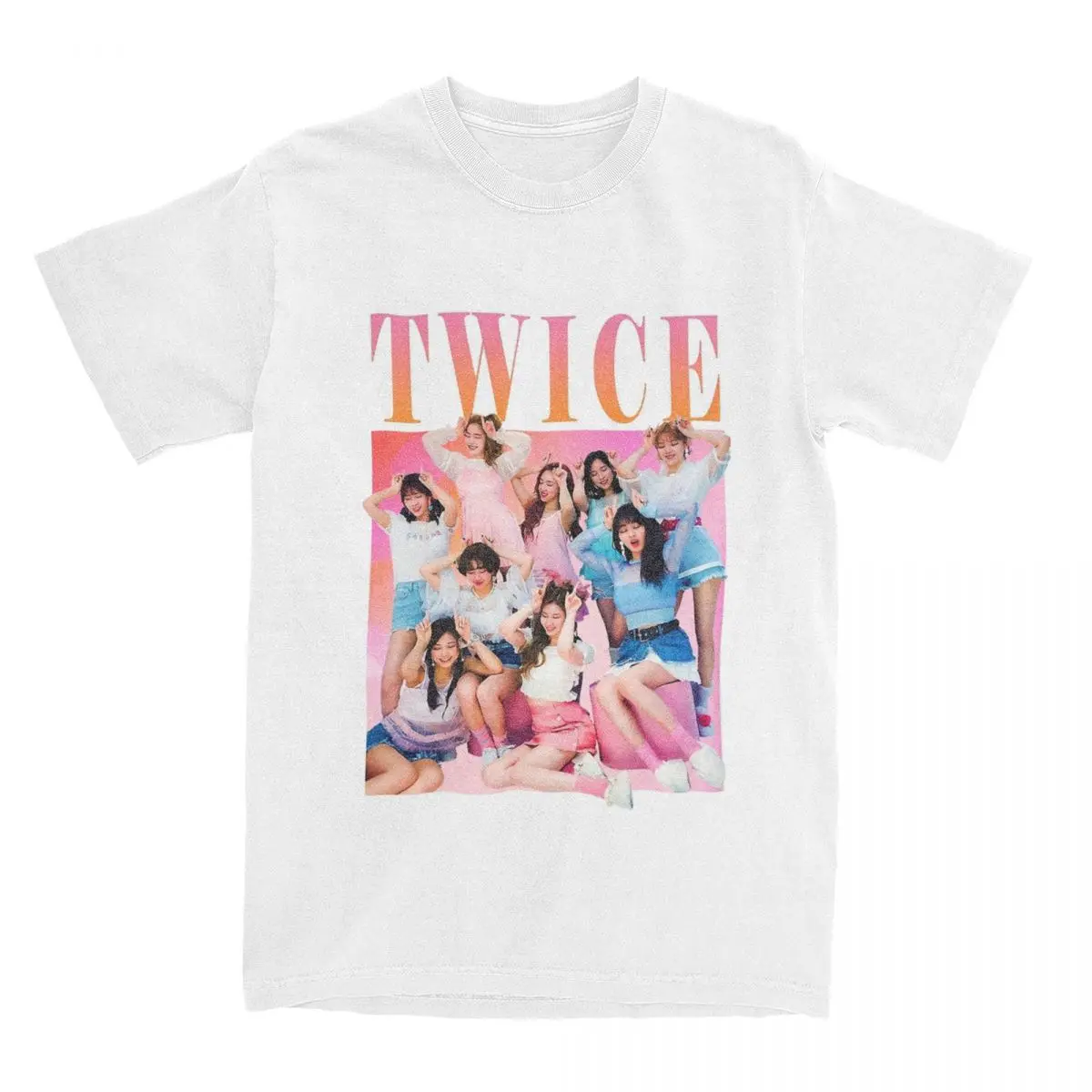 Twice Girls Group Kpop Singer T Shirt Merchandise Men Women Pure Cotton Vintage T-shirt Short Sleeve Clothing Adult